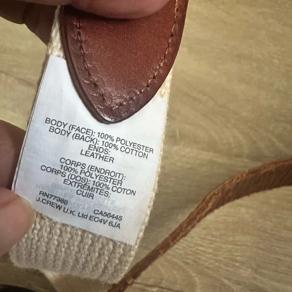 J.Crew Brown Leather and Cotton Belt size 36” Flamingo Printed Preppy